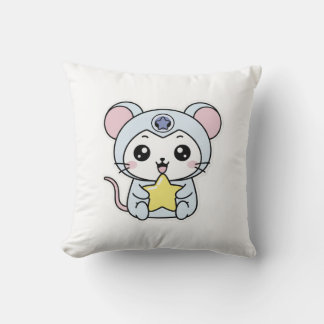 Cute lovely little adorable mouse throw pillow