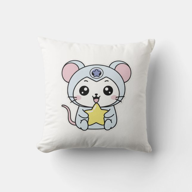 Cute lovely little adorable mouse throw pillow (Front)