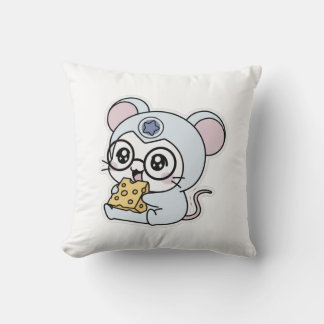 Cute lovely little adorable mouse throw pillow