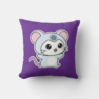Cute lovely little adorable mouse throw pillow