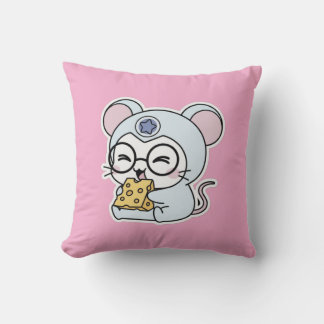 Cute lovely little adorable mouse throw pillow