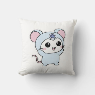 Cute lovely little adorable mouse throw pillow