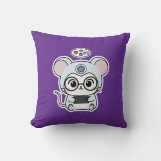 Cute lovely little adorable mouse throw pillow