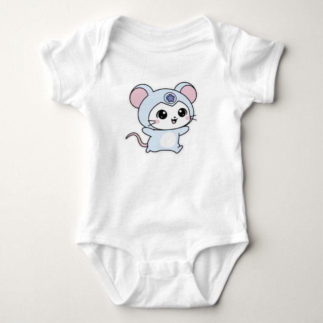 Cute lovely little mouse  baby bodysuit (Front)