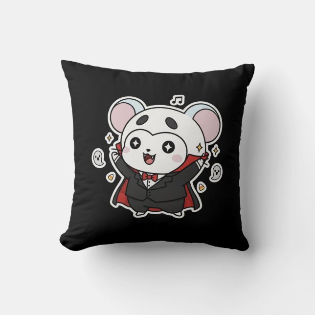 Cute lovely little mouse ready for Halloween  Throw Pillow (Front)