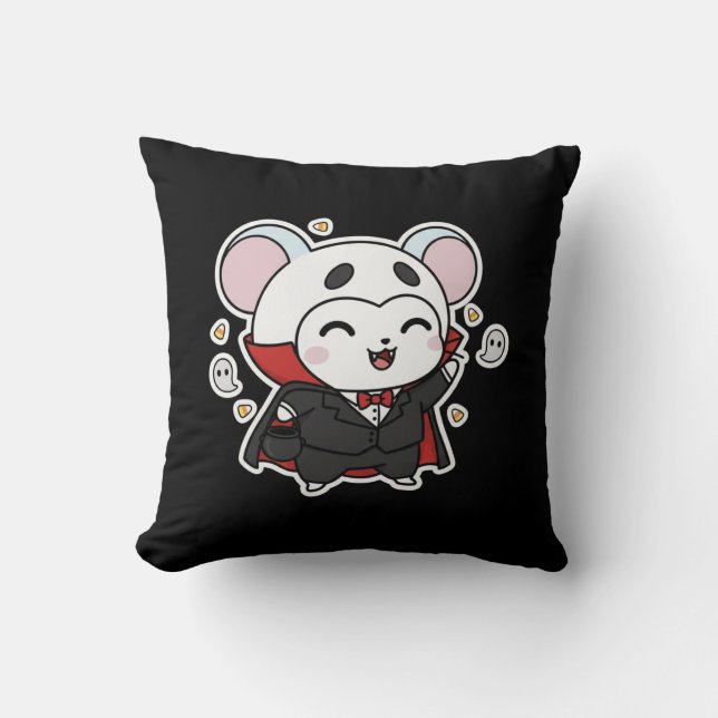 Cute lovely little mouse ready for Halloween  Throw Pillow (Front)
