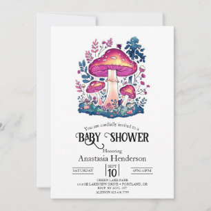 Cute Lovely Mushroom Baby Shower Invitation