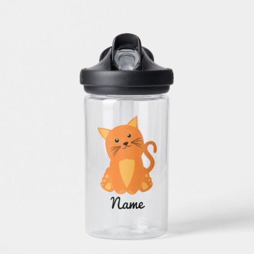 Cute Lovely Orange Kitten Cartoon Water Bottle