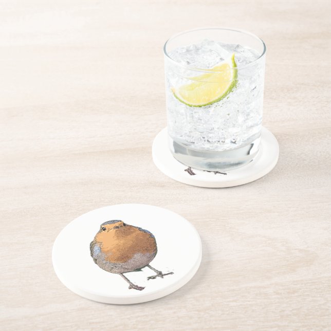 Cute lovely Robin bird Redbreast Coaster (Side)