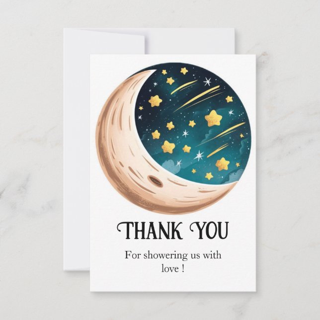 Cute Lovely Stars Baby Shower Thank You Card (Front)
