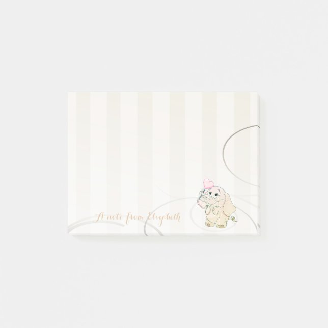 Cute Lovely  Stylish Girly ,Baby Elephant Post-it Notes (Front)