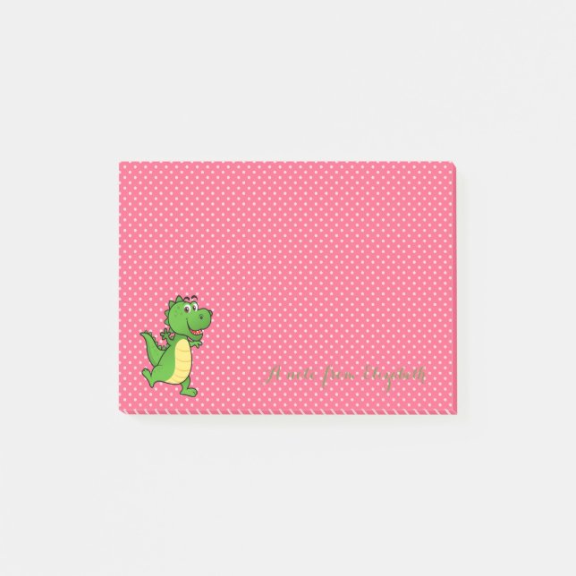 Cute Lovely  Stylish ,Polka Dots,Happy Crocodile Post-it Notes (Front)