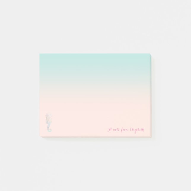 Cute Lovely  Stylish, Seahorse, Personalized Post-it Notes (Front)