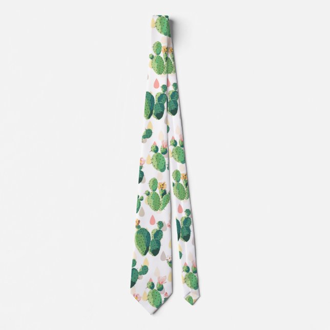 Cute Lovely Succulent Cactus Neck Tie (Front)