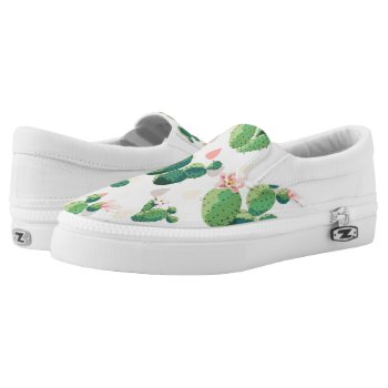 Cute Lovely Succulent Cactus Slip On Shoes by PastelloStuff at Zazzle