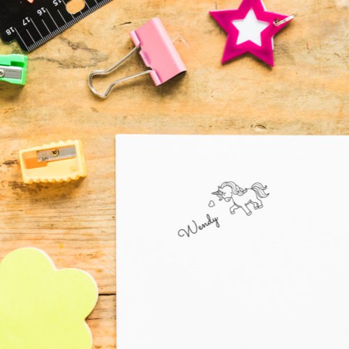 Cute Lovely Unicorn Custom Name  Self_inking Stamp