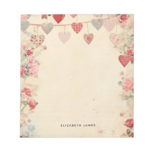 Cute Lovely Vintage Valentines Day Personized Notepad