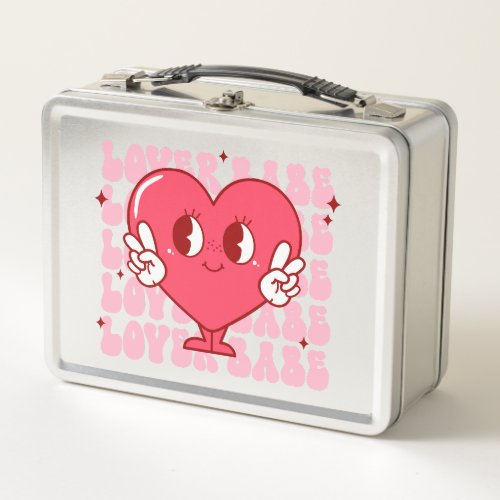 Cute Lover Babe Heart Metal Lunch Box