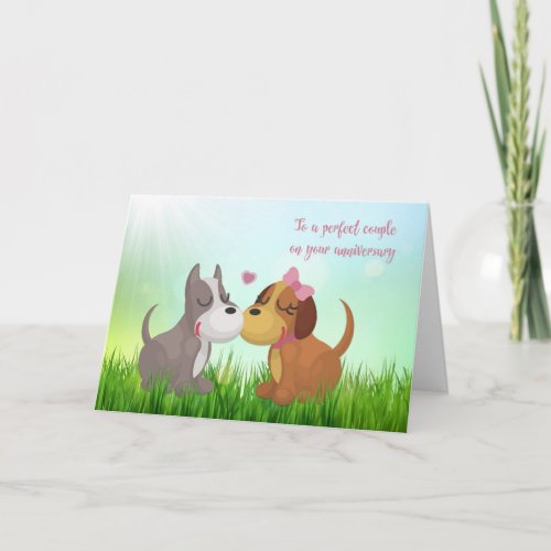 Cute Loving Dogs Wedding Anniversary Card