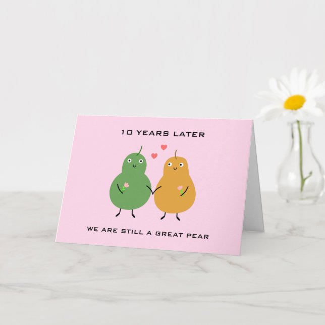 Cute Loving Great Pear Couple Pun Anniversary Love Card (Small Plant)