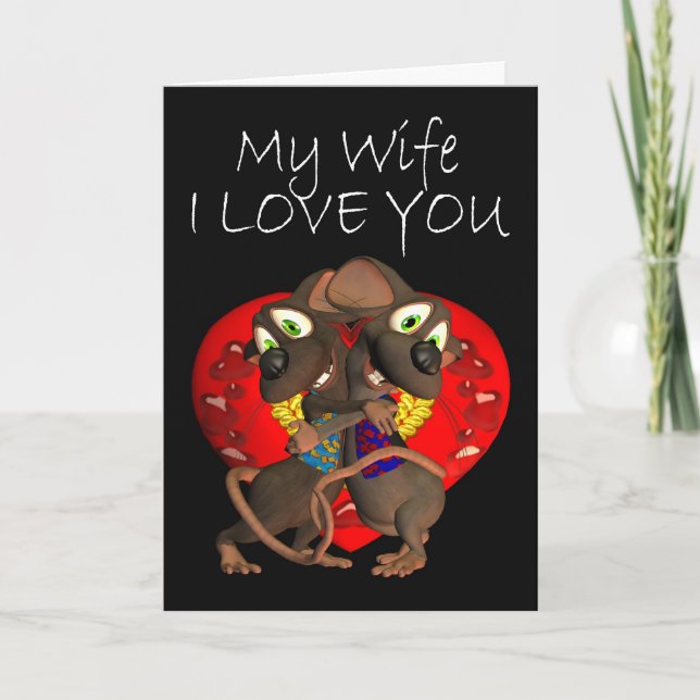 Cute loving Mice hug love Wife Card (Front)