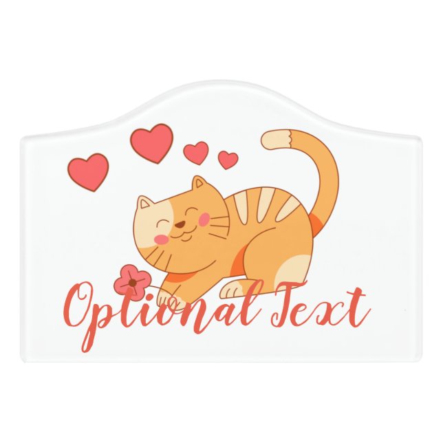 Cute Loving Orange Tabby Kitten  Door Sign (Small Crest Front)