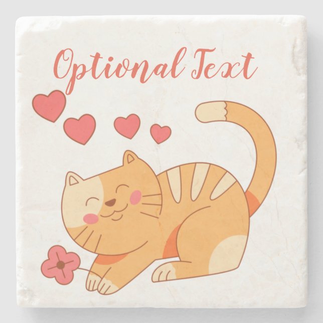 Cute Loving Orange Tabby Kitten   Stone Coaster (Front)