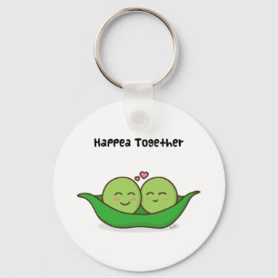 Cute loving pea couple keychain