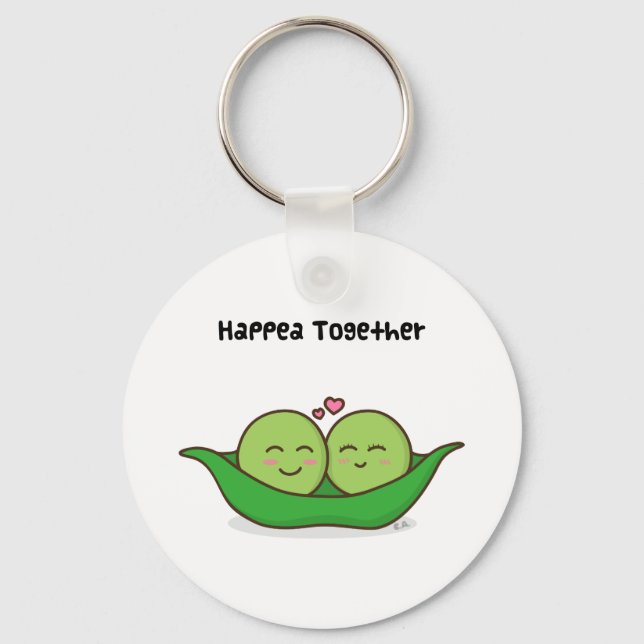 Cute loving pea couple keychain (Front)