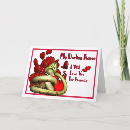 Cute loving snake holding your heart safe holiday card