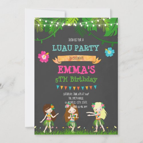 Cute luau birthday party invite