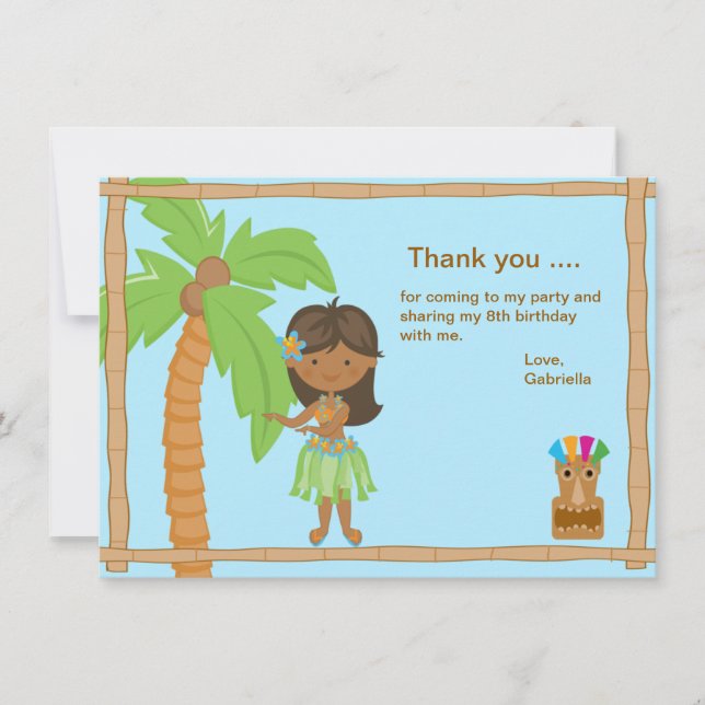 Cute Luau Boy Thank You Card (Front)