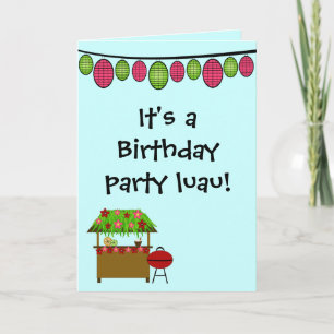 Cute luau girls birthday party invitation card