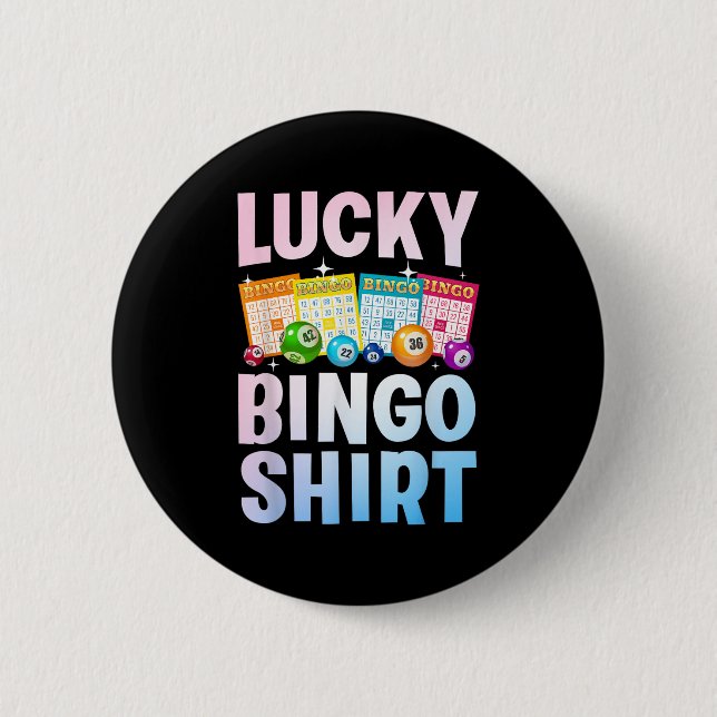 Cute Lucky Bingo Art For Men Women Game Player Bin Button (Front)