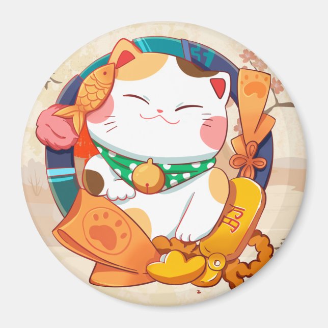 Cute Lucky Cat Magnet (Front)