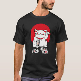 Cute Lucky Cat Maneki Neko Japanese Drink Luck Bee T-Shirt