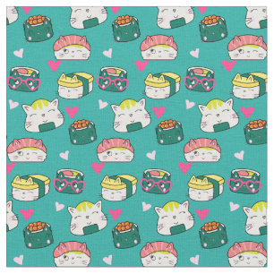 Cute Lucky Cat Pattern Fabric