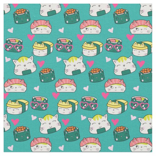 Cute Lucky Cat Pattern Fabric