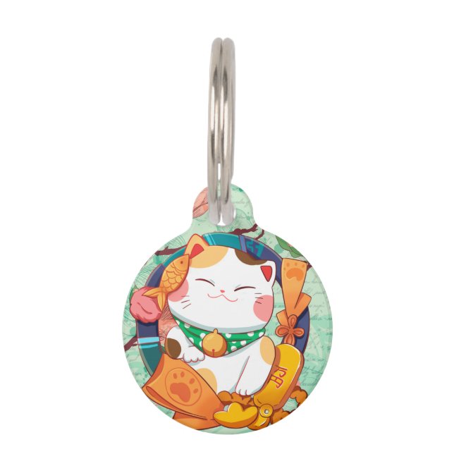 Cute Lucky Cat Pet ID Tag (Front)