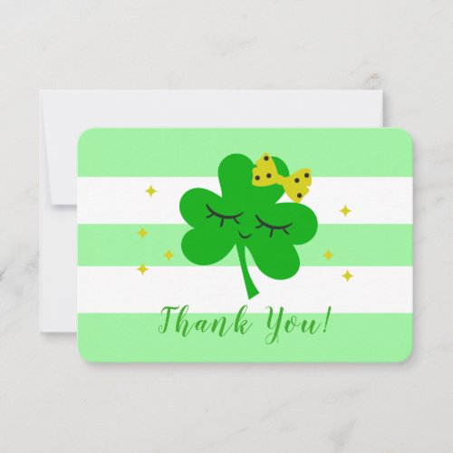 Cute Lucky Clover Baby Shower Thank You Note Card