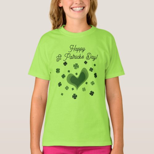 Cute lucky clover St Patricks Day tshirt for kids