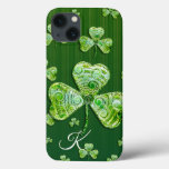 Cute Lucky Clovers Monogram Iphone 13 Case at Zazzle