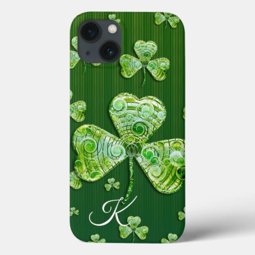 Cute lucky clovers Monogram iPhone 13 Case