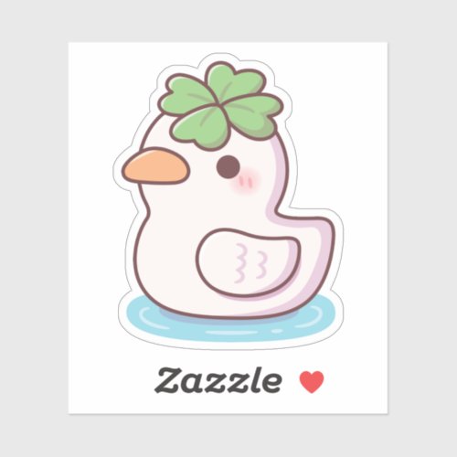 Cute Lucky Ducky Four Leaf Clover Sticker