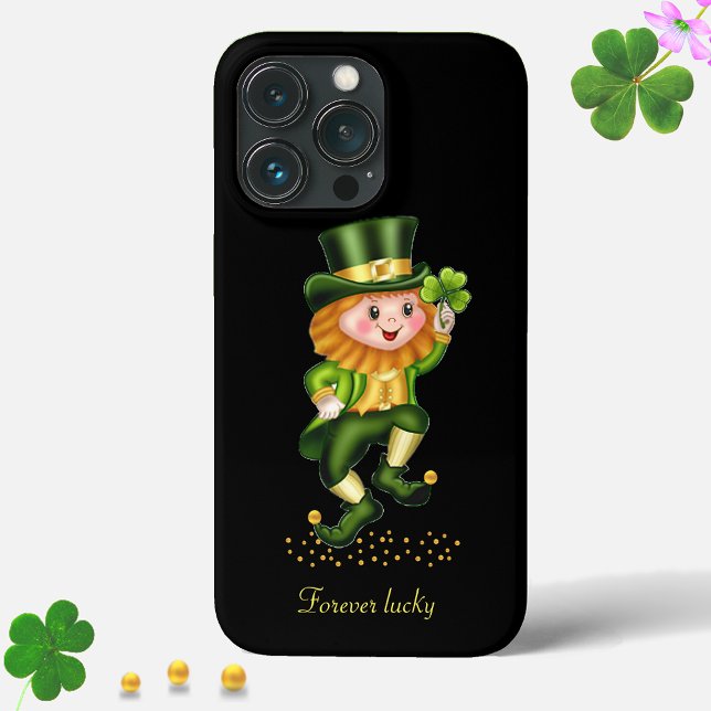 Cute Lucky Green Gnome on Black Case-Mate iPhone Case (Creator Uploaded)