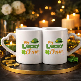 Cute Lucky Hat and Clover St Patricks Coffee Mug Set
