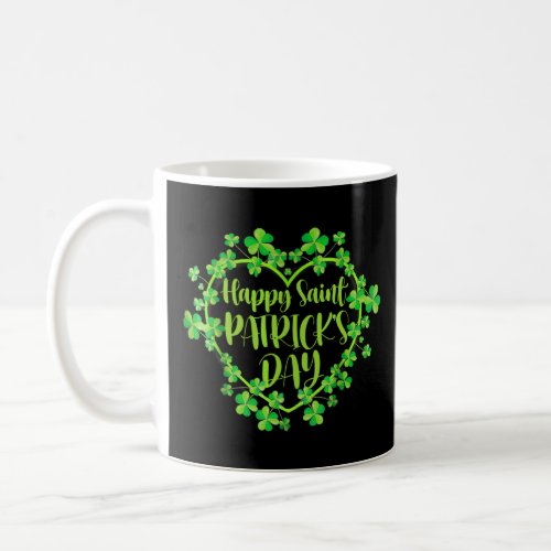 Cute Lucky Heart Shamrock Happy St Patricks Day Fa Coffee Mug