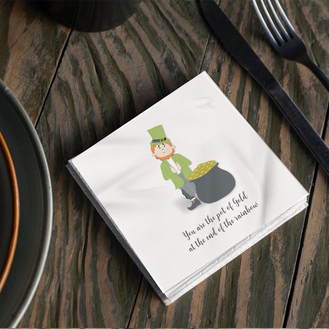 Cute Lucky Leprechaun Personalized  Napkins (Creator Uploaded)