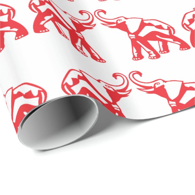Cute lucky Red Elephant wrapping paper (Roll Corner)
