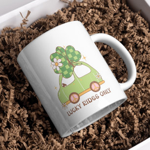 Cute Lucky Rides Only Retro St. Patrick’s Day Car Coffee Mug
